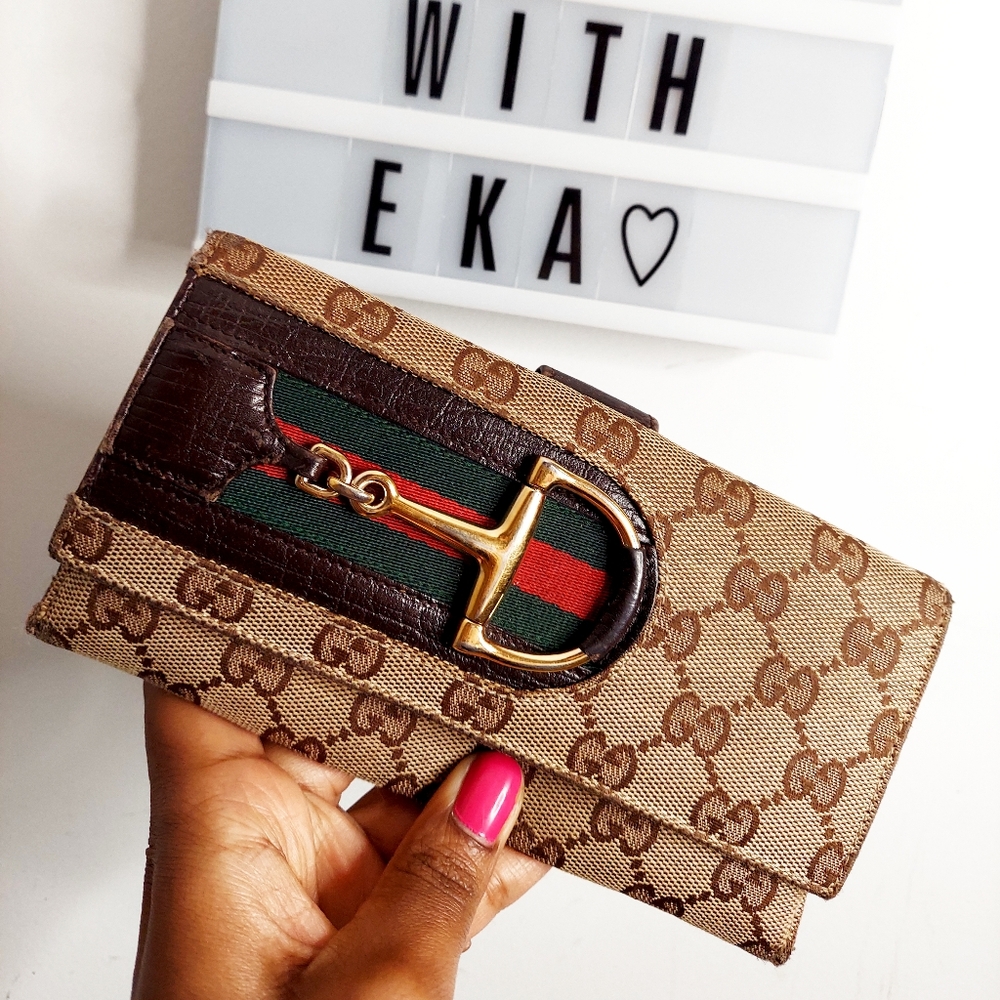 Gucci horsebit sherry line long wallet